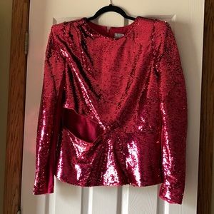 ASOS Pink Sequin Cutout Top Size 12